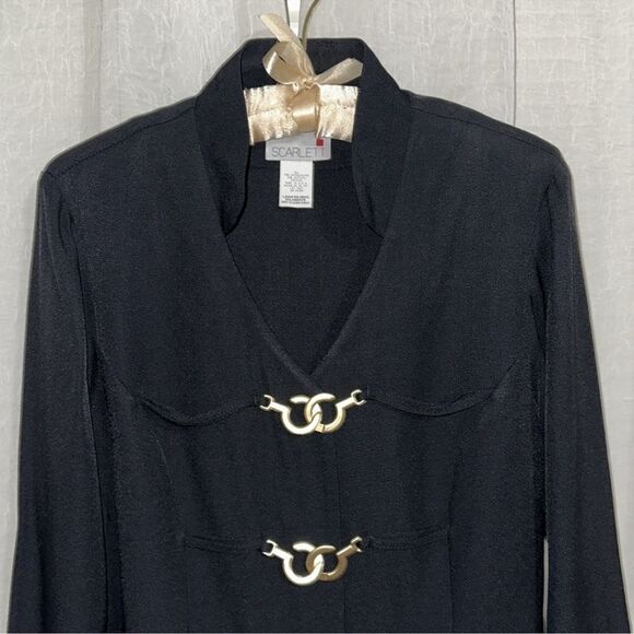 Vintage Treasure M Black Japan Style Gold Tone Locking Latches Jacket - Picture 3 of 11